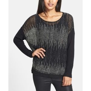 EILEEN FISHER Wool Linen Blurred Stripes Sweater